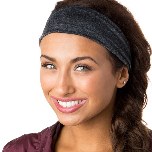 Hipsy Adjustable & Stretchy Heather Xflex Wide Headbands for Women Girls & Teens (Heather Charcoal)