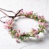 KorViSHOW Pink Bohemian Flower Crown - Pink Babys Breath Flower Headband with Green Leaf Bohemian Floral Headpiece Hair Wreath for Women Wedding Halloween Christmas