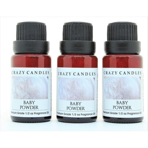 Crazy Candles Baby Powder 3 Bottles 1/2 FL Oz Each (15ml) Premium Grade Scented Fragrance Oil