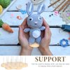 Threehoney 24 Pcs Crochet Doll Stand Wooden Knitted Doll Display Stand Double Steel Needle Doll Holder Felting Animal Doll Toy Wooden Base Support Action Figure Stand