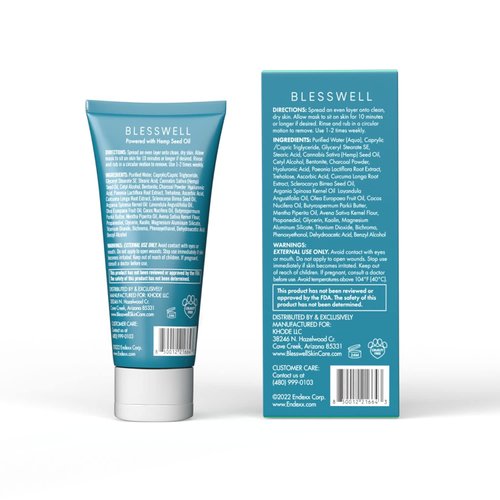 Blesswell Blue Charcoal Face Mask - Men's Natural Cleansing Skincare - Pore Reducing, Skin Hydrating, Brightening, Clay and Charcoal Facial Mask, For All Skin Types - Blackheads, Acne, Oily or Dry Skin (2-Pack)