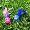 BeeSpring Cat Balls Interactive Cat Toy Cat Feather Balls with Loud Bell Inside (2Pcs - Red, Blue)