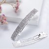 Meisuitd Crystal Hair Barrette 2 Pcs Sparkly Rhinestone Hair Clip French Design Bridal Fashion Gorgeous Bling Rhinestone Hair Clips Ponytail Holder Side Clips 2.55 inch