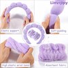 Linvrppy headband set,Ultra Absorbent Twist Hair Turban Drying Cap Hair Wrap,Bunny Ears Headbands Head Wraps, SPA Headband for Washing Face Wristband Set Puffy Padded Headwear Non Slip Hair Accessory