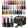 Beetles Gel Nail Polish Set 23 Pcs Nail Polish Nude Pink Black White Gray Red Gold Green Brown Blue Glitter Gel Polish Kit Uv Base Matte Glossy Top Coat Soak off All Season Gel Nail Polish