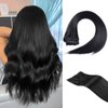 SILIERFUN Clip in Human Hair Extensions, 24 Inch 120g 8pcs Jet Black Hair Extensions Clip In Human Hair Remy Clip in Hair Extensions Human Hair Double Weft