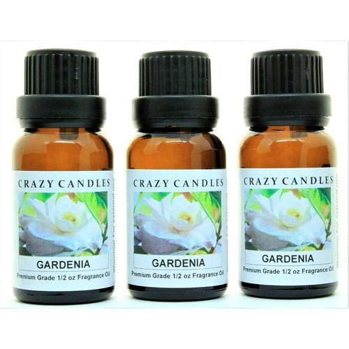 Crazy Candles Gardenia 3 Bottles 1/2 Fl Oz Each (15ml) Premium Grade Scented Fragrance Oil (Very Strong White Floral Aroma)