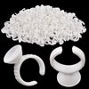 [300PCS] Lash Extension Glue Ring, 2 Slots Lash Glue Holder Sticker, Glue Cup Pallet, Glue Cup for Lash Tech, Lashes Ring Holder, Nail Art Ring Cup, Eyelash Extensions Supplies White