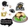Black & Gold Glitter Football Happy 10th Birthday Cake Topper, Football 10th Birthday Party Decoration, Football Theme Happy 10th Birthday Party Supplies (10th)