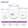 Labvida Upgrated 3 Size Low Form Beaker Set, 50ml 100ml 250ml, 3.3 Boro Glass Beakers with Printed Graduation, LVA017