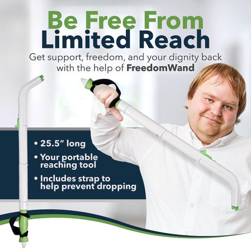 Multipurpose Toilet Aid – 25.5” Bathroom Aids for Wiping for All People with Range of Motion Limitations – Portable Toilet Aids for Holding Tissue, Razor, Ointment Pad, and Personal Hygiene Products