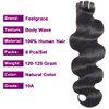 Feelgrace Wavy Clip ins Hair Extensions Human Hair, 18" Natural Black Body Wave Clip in Remy Human Hair Extensions for Women
