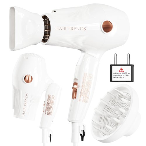 Portable Travel Hair Dryer Mini Size with Diffuser&amp;Concentrator, 110~250V Dual Voltage Compact Ha...