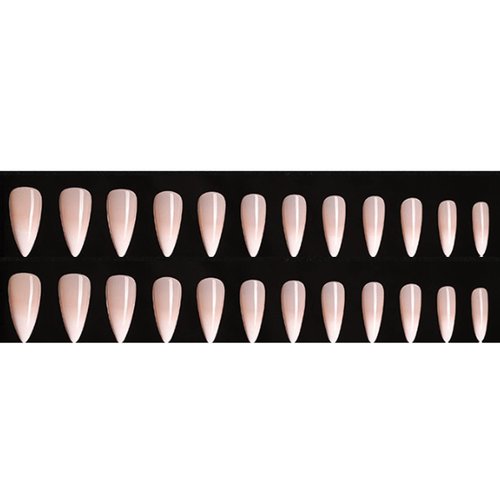 Hkanlre Bling Coffin Press on Nails Fake Nails Tips Full Cover Medium False Gradient Nails for Women and Girls 24PCS (Nude almond)