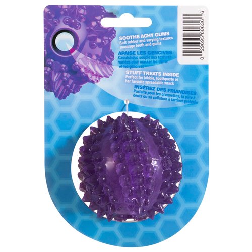 JW Pet BRISTLY Cactus Ball Dog Toy, Purple