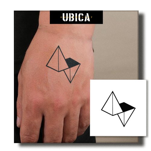 UBICA Temporary Tattoos Adult, 2 Sheets Fake Tattoos, Realistic And Long-Lasting Non-Reflective, Waterproof For 1-2 Weeks, Geometric Art Tattoo 3x3in