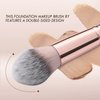 KINGMAS Foundation Makeup Brush, Double-ended Angled/Round Top Contour Brush for Beauty Blending Liquid Powder, Concealer Cream Cosmetics Blush Makeup Brush (Brown)