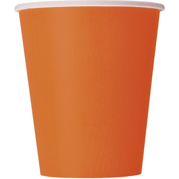 Solid Pumpkin Orange Disposable Paper Cups - 9 oz, Pack of 14 - Ideal for Parties, Picnics, & All Occasions