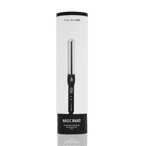 NuMe Magic Titanium Ion Curling Iron 32mm Wand - Dual Voltage, Negative Ion Conditioning, Far Infrared Heat - for Thick Hard-to-Curl Hair, Black