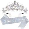 Velscrun Princess Crown, Happy Birthday Girl Tiara, Birthday Princess Sash Crowns for Women, Princess Cake Topper Headband, Birthday Princess Party Decorations Accessories for Girls Gifts