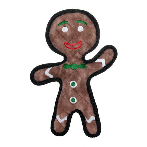 TUFFY - World's Tuffest Soft Dog Toy- Holiday - Gingerbread Man -Squeakers-Multiple Layers.Made Durable, Strong & Tough.Interactive Play(Tug, Toss & Fetch).Machine Washable & Floats (Regular)