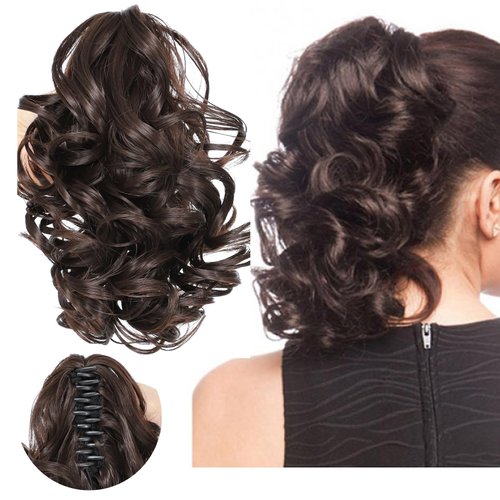 12" Short Curly Claw Ponytail Extensions Clip in Hair Extensions Hairpiece Messy Tousled Updo Hair Bun hair accessories for Women Girls (#4)