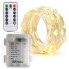 BXROIU 2 x Fairy Lights Battery Operated,Silver Wire Chains 8 Mode 16Ft/5Meter 50 LEDs Timer String Lights with Remote Control for Bedroom Christmas Party Wedding Decoration(Warm White)