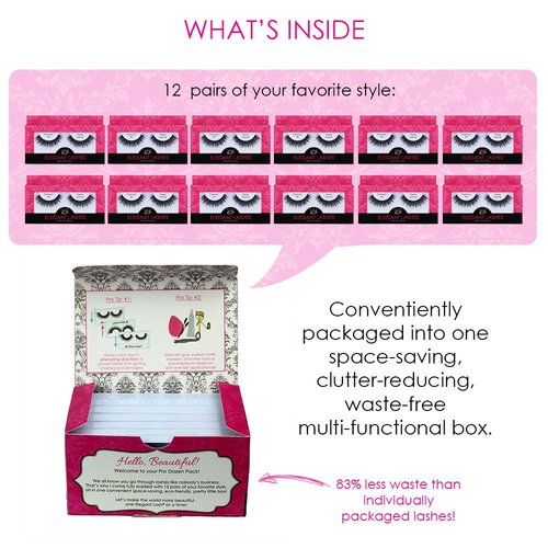 Elegant Lashes #RWSP Brown (Pro Dozen Pack - 12 Pairs) | Wispy False Eyelashes (Premium 100% Natural Human Hair Wispies)