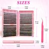 Fumwase 644PCS Thick Lash Clusters Kit Volume Lash Clusters Natural DIY Eyelash Extension with Lash Bond Tweezers and Seal Eyelash Book DIY 9-16MM 30D+40D+50D (640)
