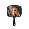 MIRRORNOVA Hand Mirror, Barber Hairdressing Handheld Mirror with Handle for Salon, Square, Black, Medium