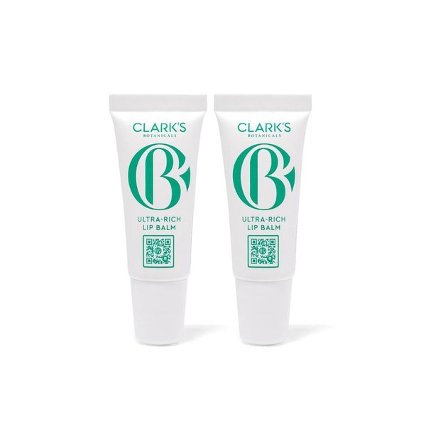 Clark's Botanicals Travel Size Mini Ultra Rich Lip Balm: Plumping Moisturizer with Collagen and Shea, Mango & Avocado Butter + Vitamin E, Stimulating Organic Lip Treatment | 0.14 fl oz (Pack of 2)