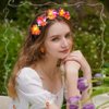 Foyte 4PCS Light Up Flower Headbands LED Floral Hair Wreath Glowing Fairy Headband crown Boho Dasiy Headpiece for Women (white,pink,blue,orange, one size-a)