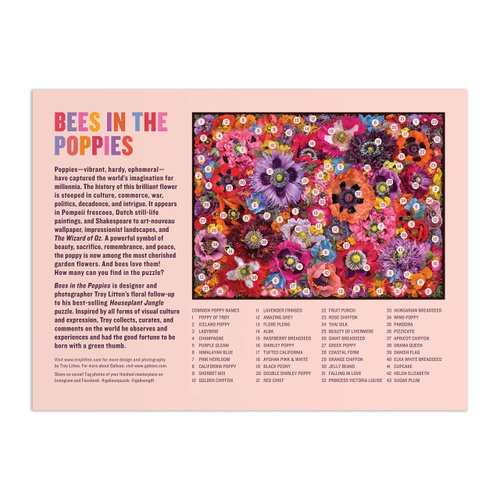 Bees in The Poppies 1000 Piece Puzzle from Galison - Beautiful 27" x 20" Puzzle Featuring Photographs from Troy Litten, Thick & Sturdy Pieces, Challenging Activity for Adults, Unique Gift Idea!