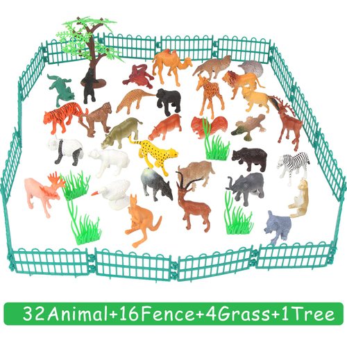 LOMIMOS 53Pcs Mini Jungle Animal Figures Toy,Assorted Miniature Realistic Animal Figurines Model Cake Topper Decoration for Children Kid Birthday Christmas Educational Learning Party