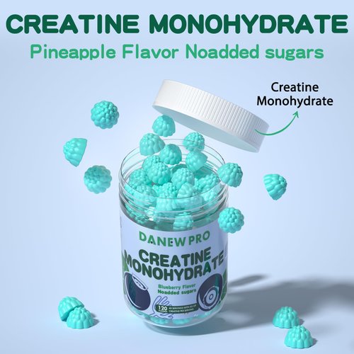 DANEW PRO Creatine Monohydrate Gummies 5000mg for Men & Women, Creatine Monohydrate for Muscle Strength, Muscle Builder, Energy Boost, Pre-Workout Supplement(120 Count)-Blueberry Flavor