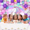 Unicorn Birthday Party Decorations Girls, 158PCS Unicorn Party Supplies Including Backdrop, Tabblecloth, Balloon Arch/Garland Kit, Banner