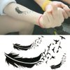 Oottati 2 Sheets Small Cute Temporary Tattoo Stickers Black Feather Birds