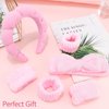 Chanaco Spa Headband and Wristband Set Skincare Headband Pink Puffy Makeup Headband Face Wash Headband Sponge Hair Band Wrist Bands for Washing Face Skin Care Teen Girl Gifts Trendy Stuff