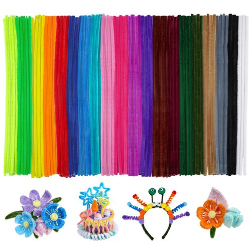 Ainiv Pipe Cleaners, 200PCS Chenille Stems, Multi-Color Pipe Cleaners Craft, Fuzzy Sticks Craft Supplies, Arts and Crafts for Creative Handmade DIY Project Decorations（20 Colors)