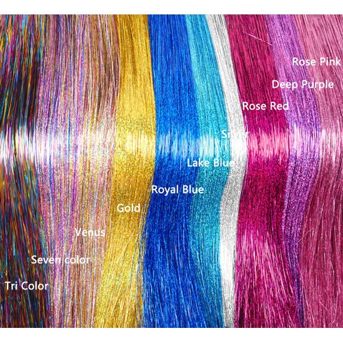 LyoRuSi 24 Inches Fairy Hair Tinsel Kit with Tools (Synthetic Feather Hair Extensions) Glitter Tinsel Hair Extensions With Kit Tools(20PCS/10Colors)