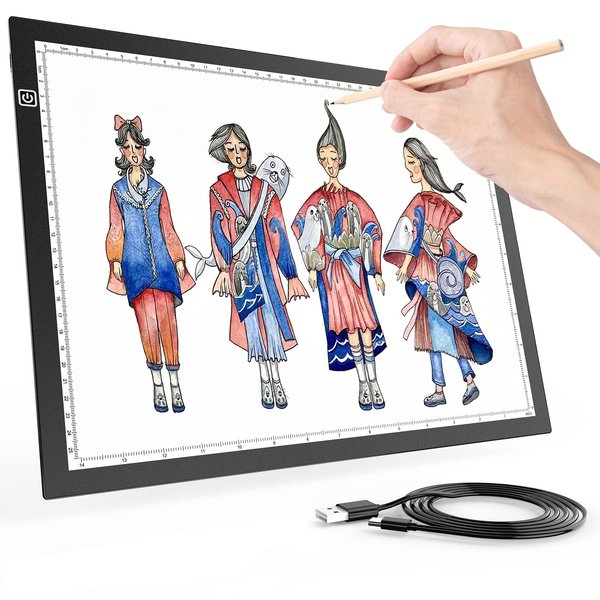 KACOLA A4 Light Pad for Diamond Painting, Light Board, Tracing Light Box by Magnetic for Weeding Vinyl, Ultra-Thin Copy Board with 3 Adjustable Brightness for Drawing, Sketching, Animation