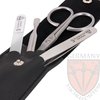 3 Swords Germany - brand quality 3 piece stainless steel INOX manicure pedicure grooming kit set for professional finger & toe nail care scissors file tweezers genuine leather case in gift box (03881)