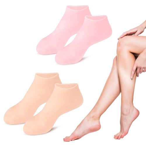 2pairs Moisturizing Foot Mask Exfoliating Silicone Socks for Women,Beach Protective Socks,Women's Spa Pedicure Socks for Repairing Dry Feet,Anti Slip Soft Gel Socks for Repairing Cracked Heel