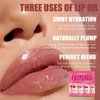 4 Colors Fat Lip Oil Set, Big Brush Head Hydrating Lip Glow Oil Lip Plumper Gloss, Shiny Transparent Lip Gloss Tinted Plumping Lip Oils, Non-sticky Long Lasting Fresh Clear Smooth Lip Care - B