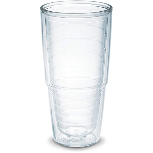 Tervis Clear & Colorful Tabletop Made in USA Double Walled Insulated Tumbler Travel Cup Keeps Drinks Cold & Hot, 24oz, Clear