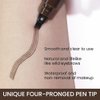 evpct SUAKE 2Pcs Dark Brown Magic Microblading Eyebrow Contouring Pen Pencil, 4 Tipped Precise Brow Pen with Sponge Micro-Fork Tips Applicator, Create Natural Looking Brows Eyebrow Makeup Long Lasting
