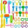 Play Dough Tools for Kids,35 Pieces Playdough Tools Set with Various Plastic Molds,Playdough Cutters,Rollers,Scissors,Dough Extruder
