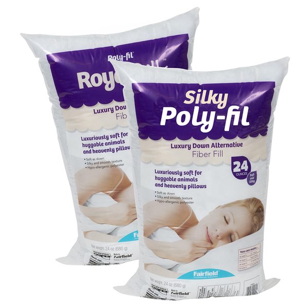 Fairfield Silky Poly-Fil, Premium Polyester Fiber Fill, Soft Pillow Stuffing for Peaceful Sleep, Stuffing for Stuffed Animals and Toys, 24-Ounce Bag