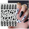 7 Sheets Gold Nail Art Stickers,Graffiti Nail Decals 3D Self-adhesive Nail Art Supplies Metal Laser Cow Graffiti Gold Silver Black Nail Art Design Manicure Tips DIY Nail Decoration,for Women Girl Kids