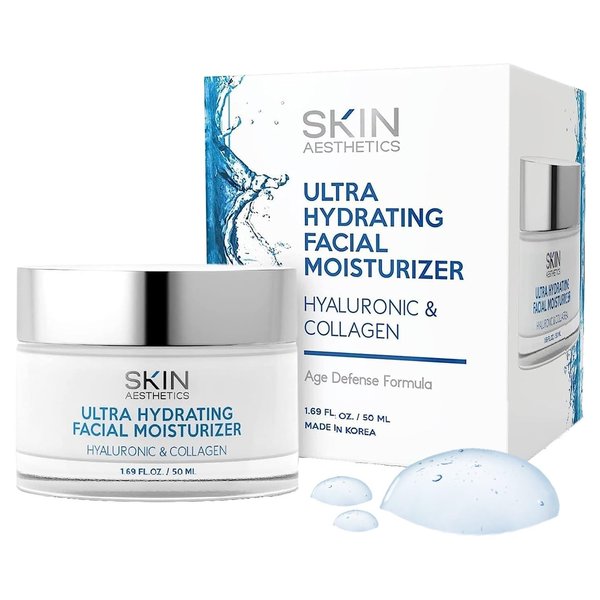 Skin Aesthetics Hyaluronic & Collagen Daily Face Moisturizer - Dermatologist Tested - Deeply Moisturizes, Anti-aging Hydrating Day Cream - Cruelty Free Korean Skin Care For All Skin Types - 1.69 oz